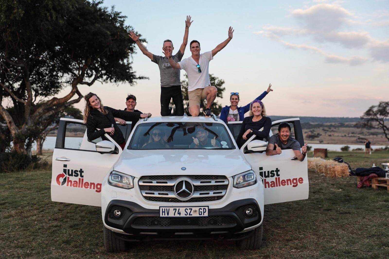 The Challenge Africa trekkers and their support vehicle
